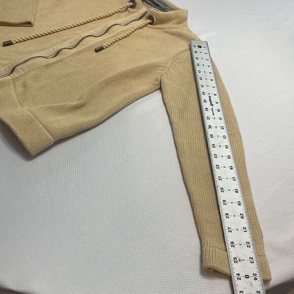 Orvis Tan Beige Cotton Thick Full Zip Cardigan Sweater Medium - Picture 5 of 9